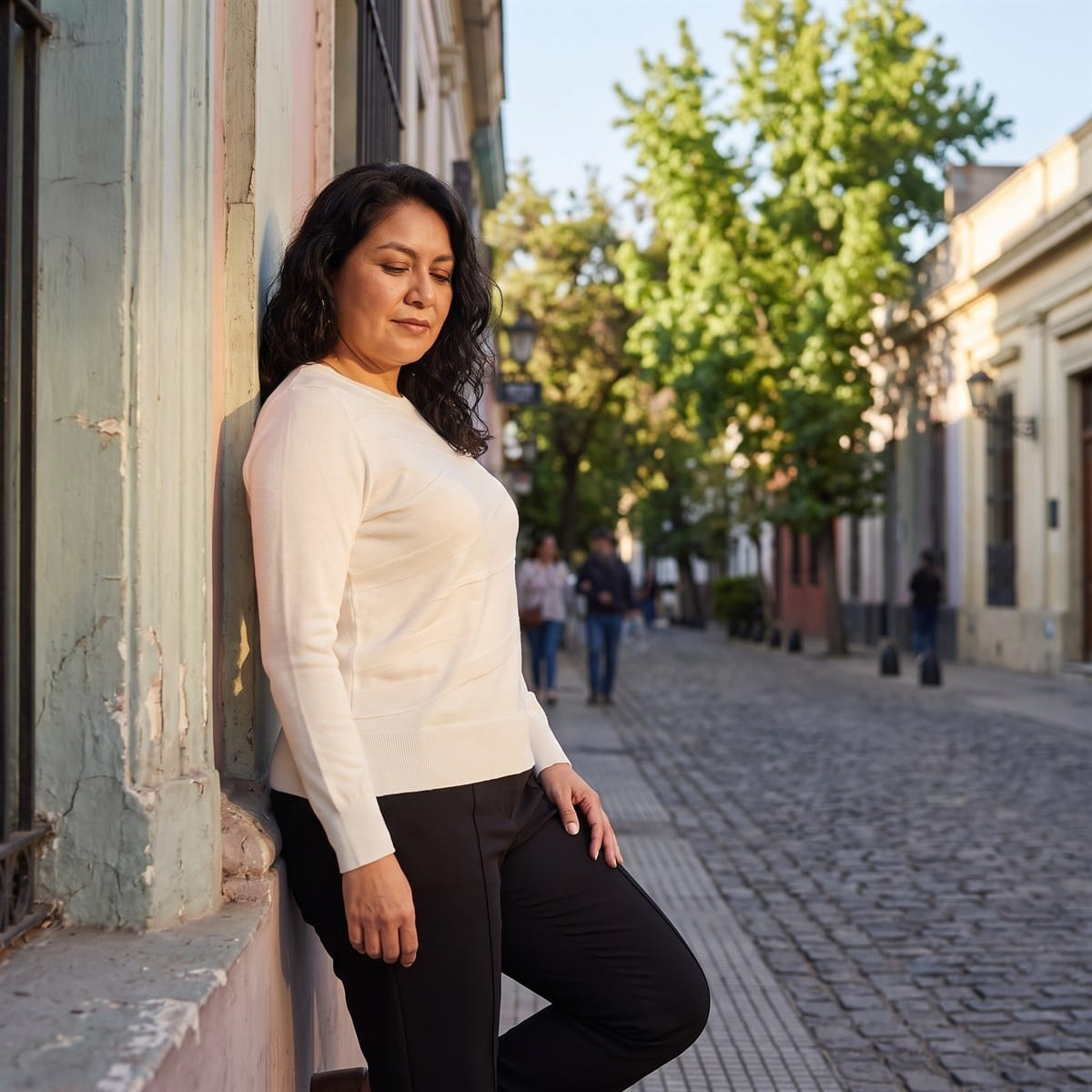 Sweater Escote Redondo con Lurex Crudo lifestyle