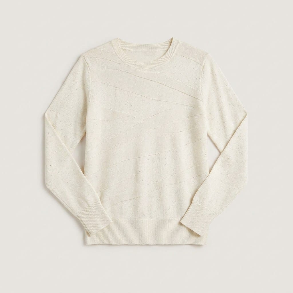 Sweater Escote Redondo con Lurex Crudo en plano