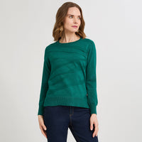 Sweater Escote Redondo con Lurex Verde