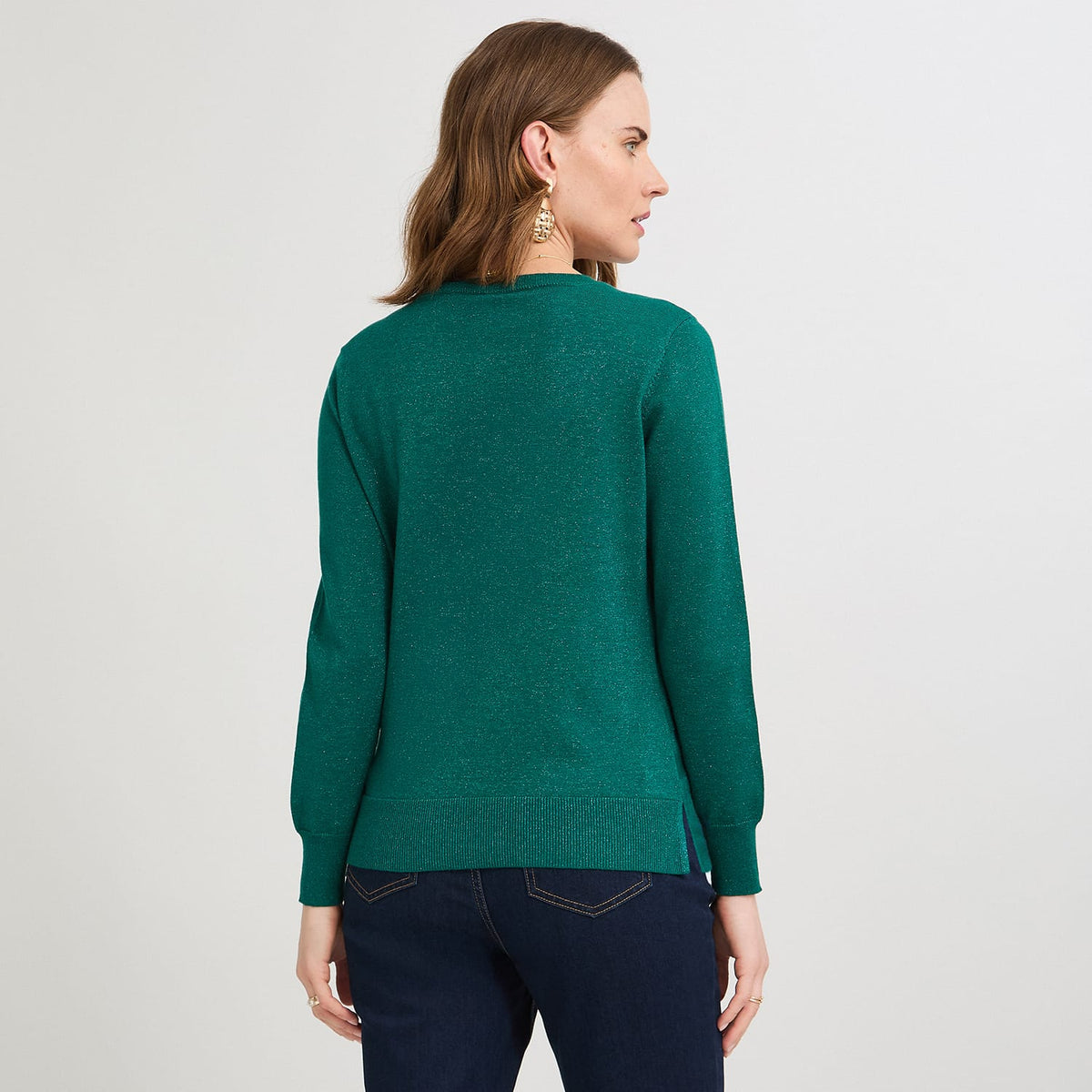 Sweater Escote Redondo con Lurex Verde