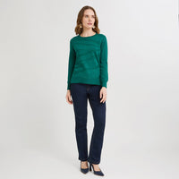 Sweater Escote Redondo con Lurex Verde