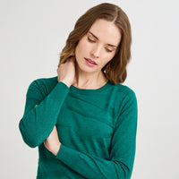 Sweater Escote Redondo con Lurex Verde