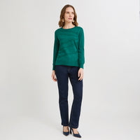 Sweater Escote Redondo con Lurex Verde