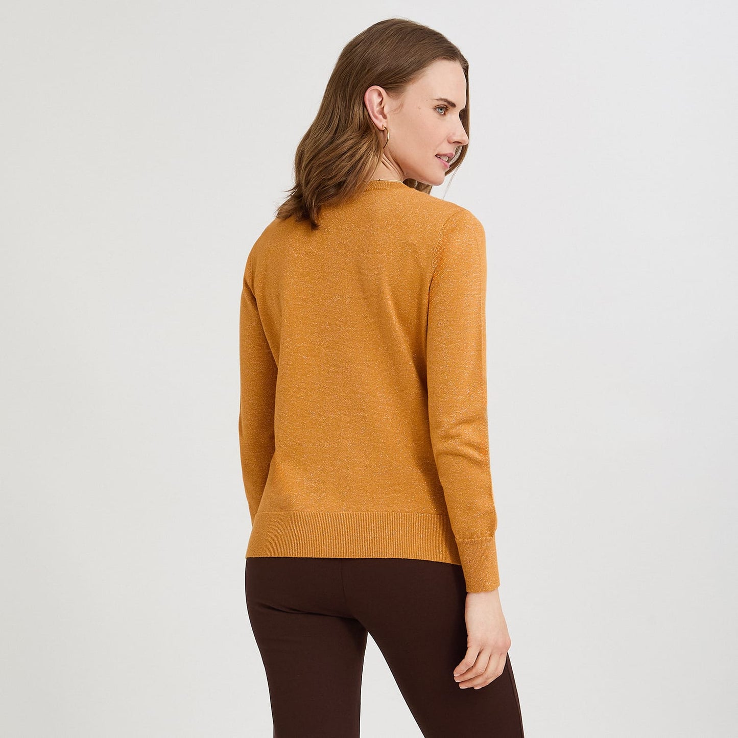 Sweater Escote Redondo con Lurex Mostaza