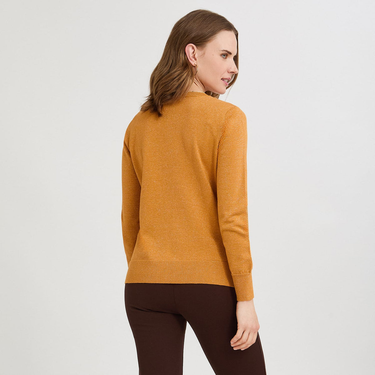 Sweater Escote Redondo con Lurex Mostaza