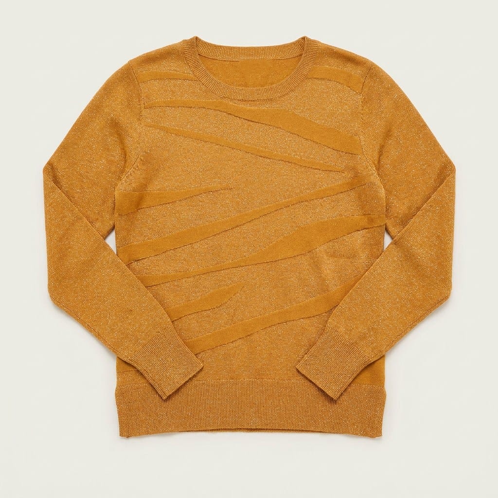Sweater Escote Redondo con Lurex Mostaza en plano