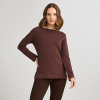 Sweater con Aplicación de Strass Café