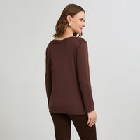 Sweater con Aplicación de Strass Café