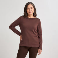Sweater con Aplicación de Strass Café en modelo adulta