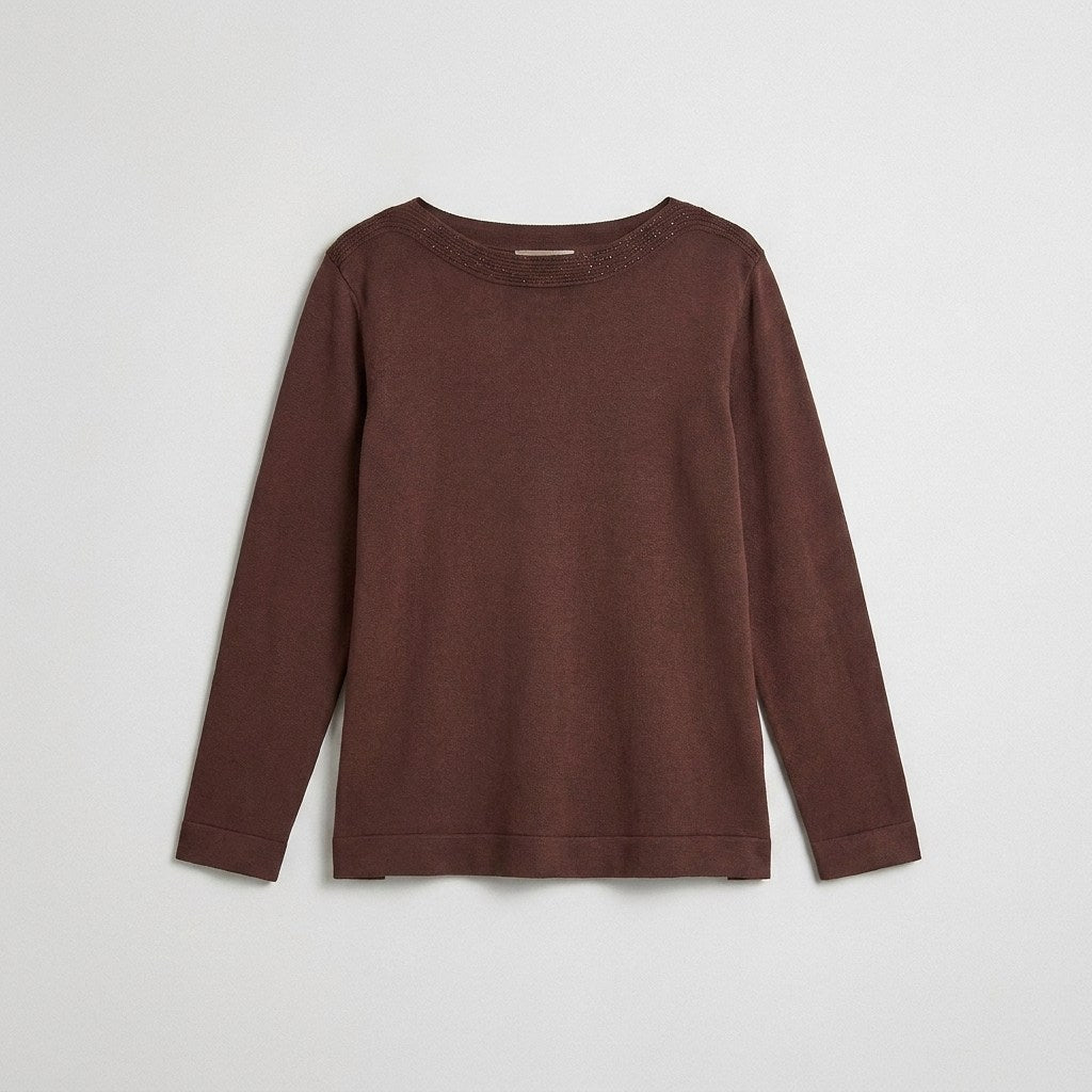 Sweater con Aplicación de Strass Café en plano