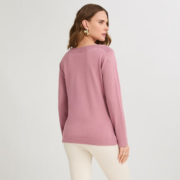 Sweater con Aplicación de Strass Rosado