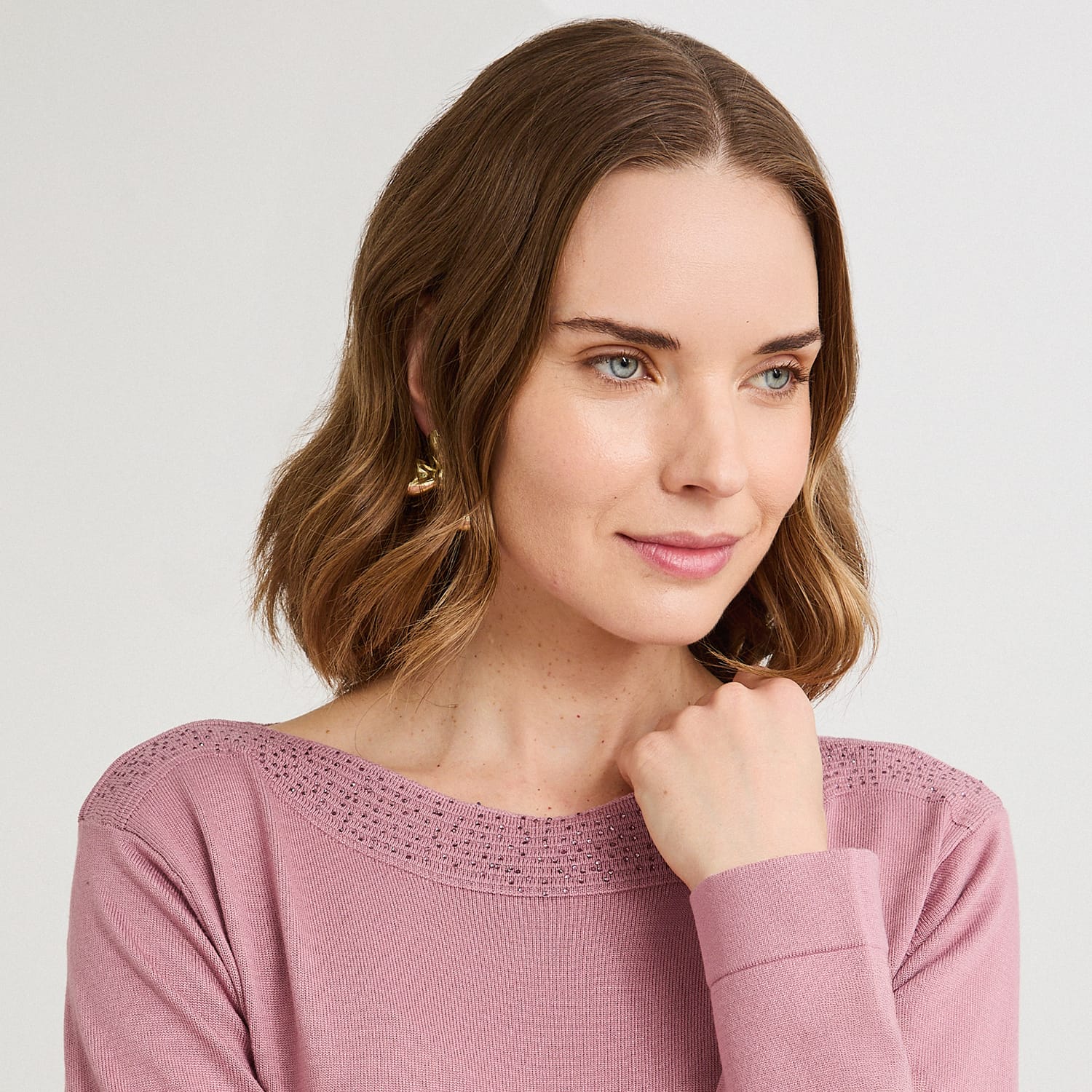 Sweater con Aplicación de Strass Rosado