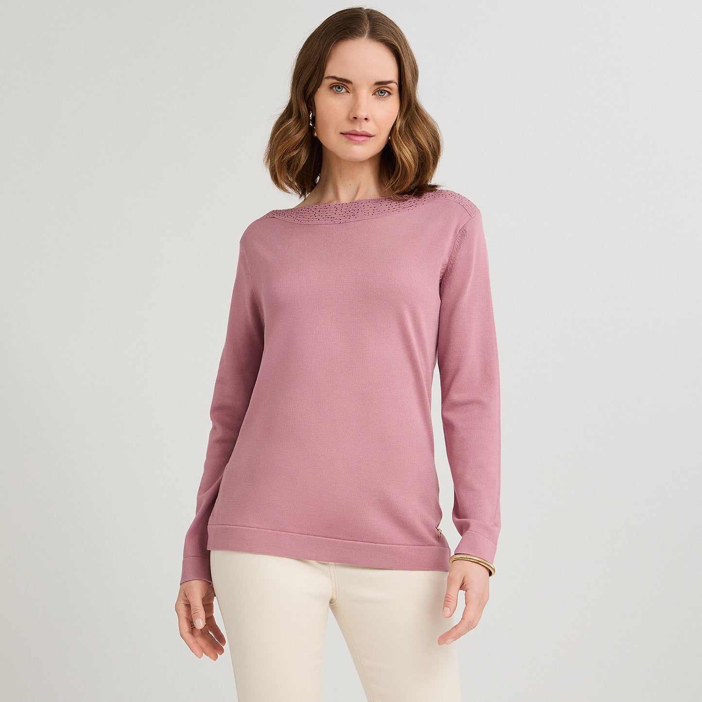 Sweater con Aplicación de Strass Rosado