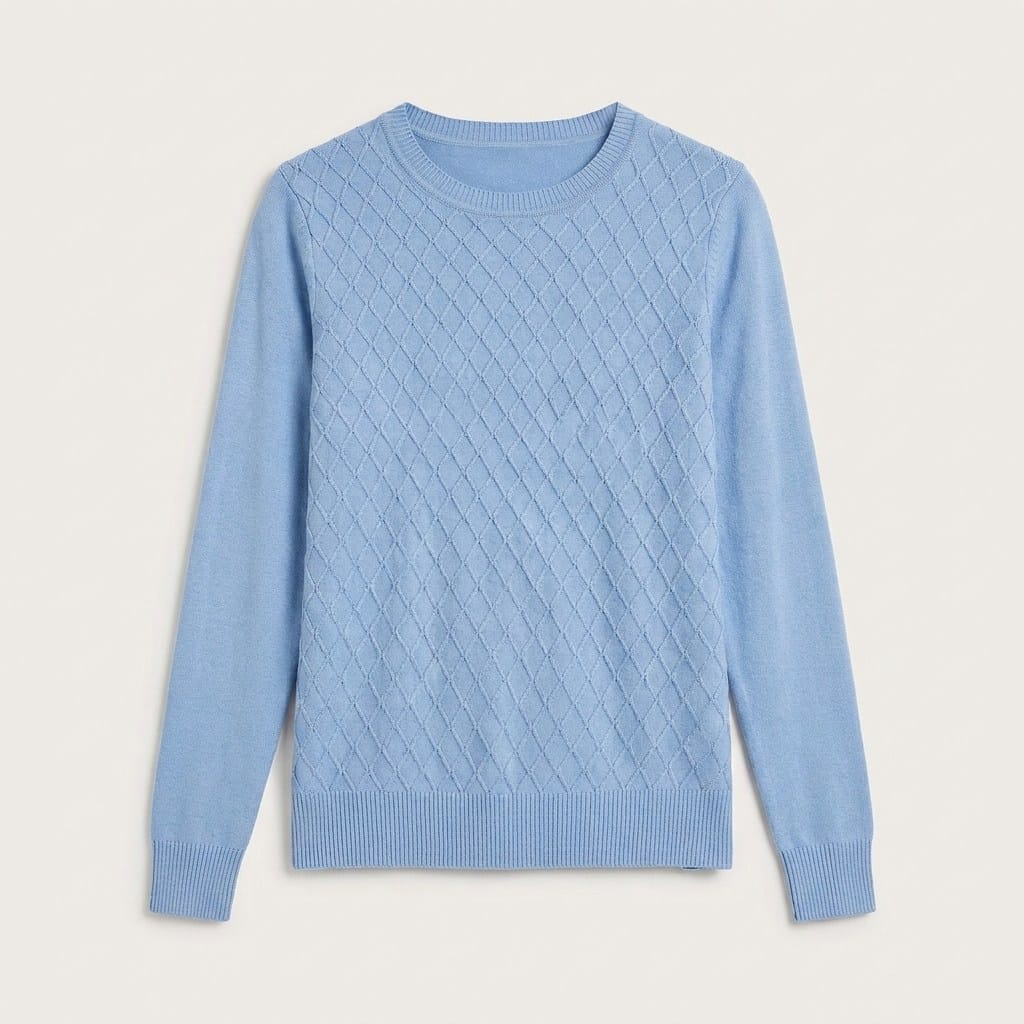 Sweater Escote Redondo con Diseño en Delantero Celeste en plano