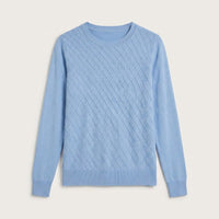 Sweater Escote Redondo con Diseño en Delantero Celeste en plano