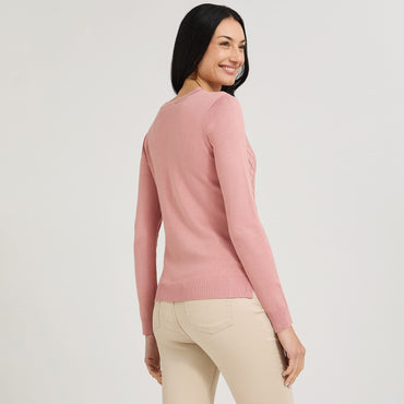 Sweater Escote Redondo con Diseño en Delantero Rosado