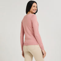 Sweater Escote Redondo con Diseño en Delantero Rosado