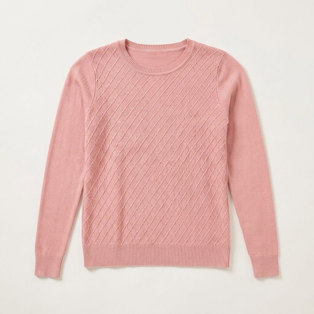 Sweater Escote Redondo con Diseño en Delantero Rosado en plano