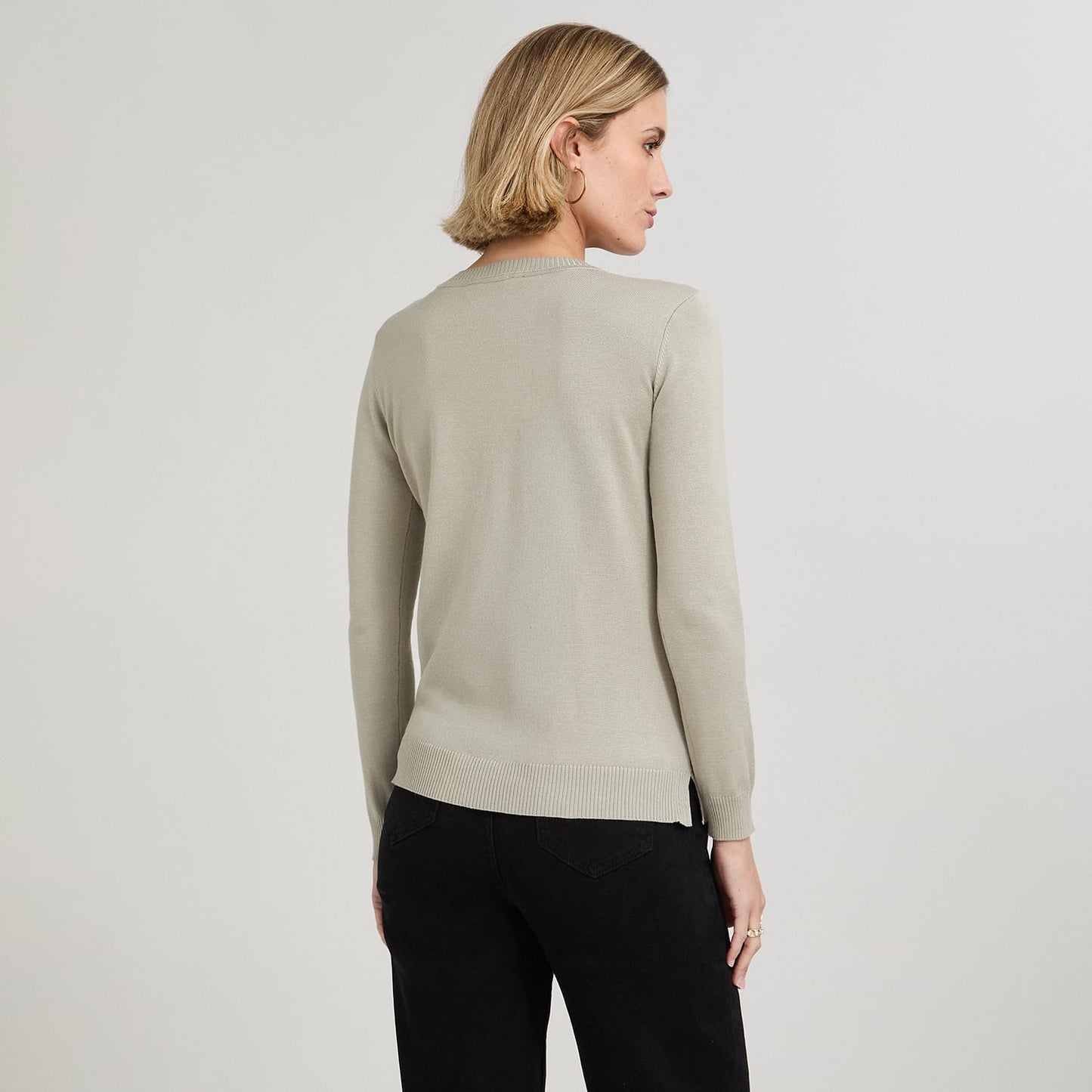 Sweater Escote Redondo con Diseño en Delantero Verde