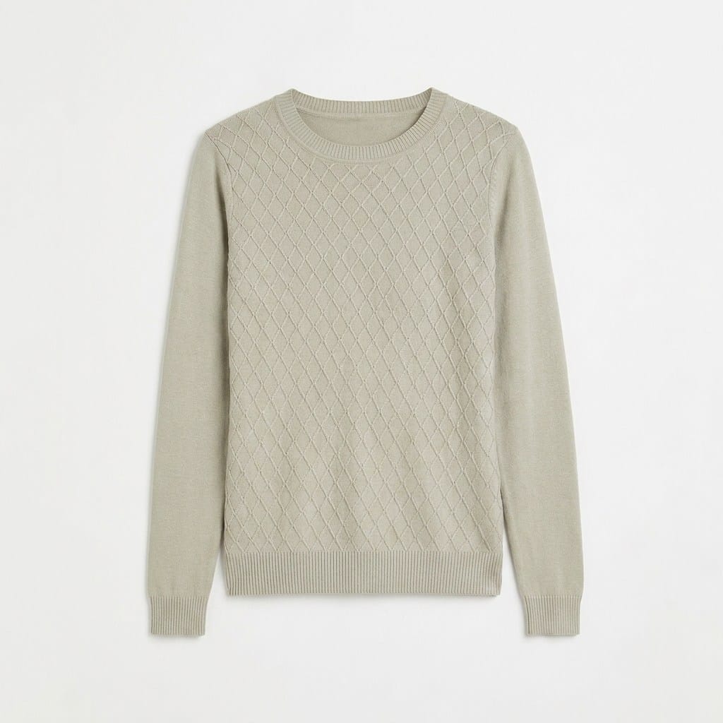 Sweater Escote Redondo con Diseño en Delantero Verde en plano