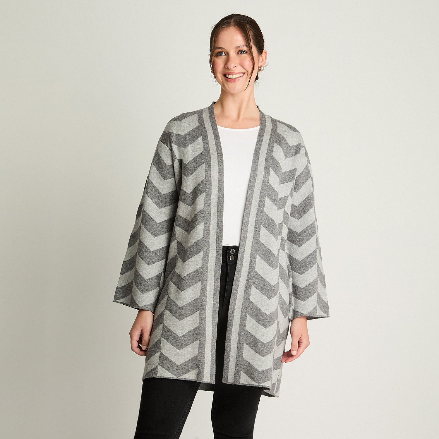 Tapado Manga Larga Jacquard Gris Curvi
