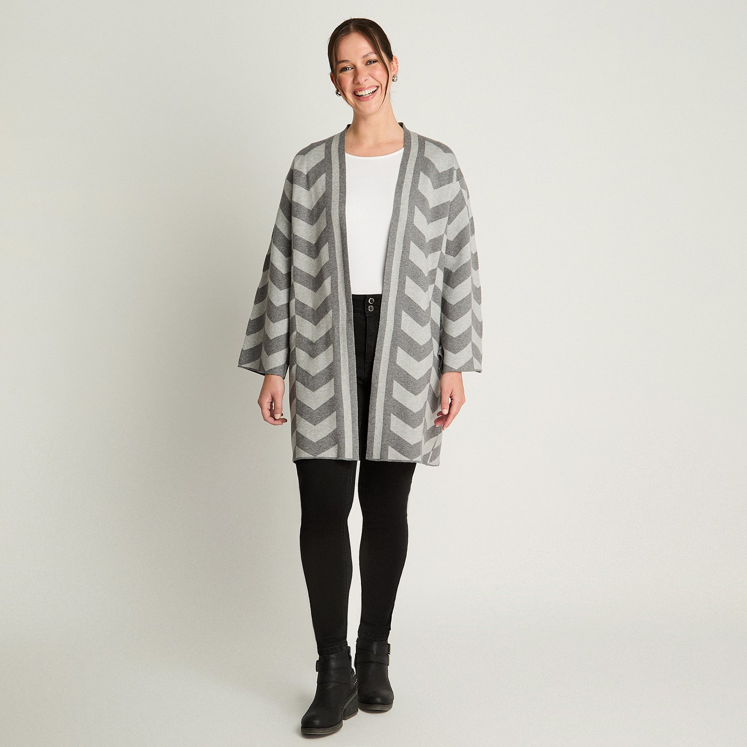 Tapado Manga Larga Jacquard Gris Curvi
