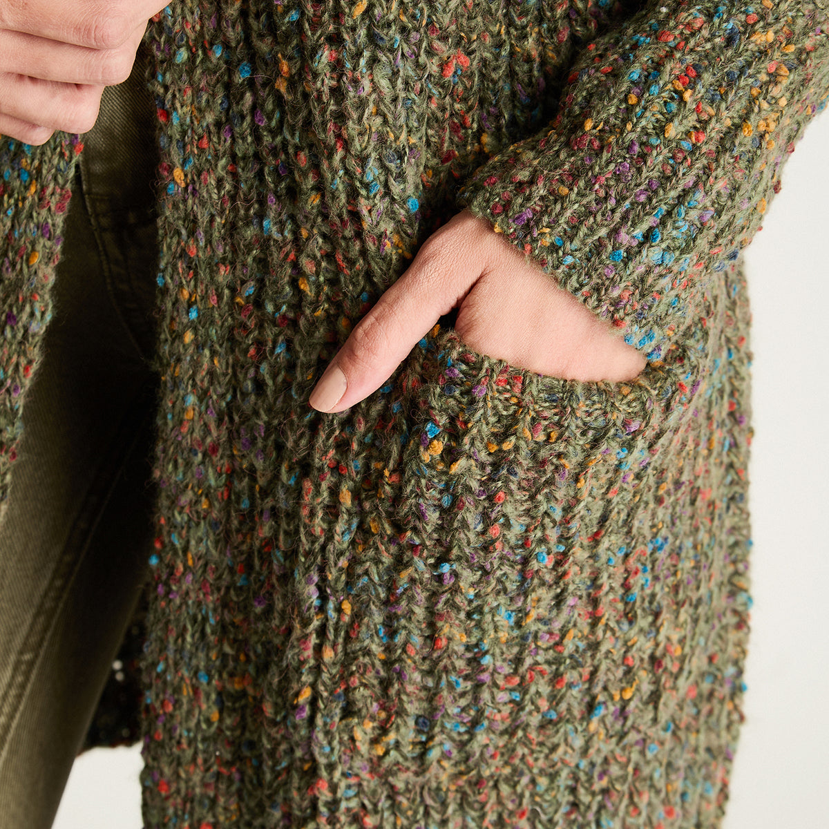 Tapado Melange Con Bolsillos Verde