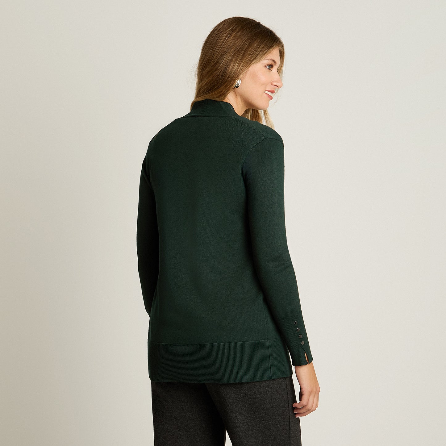 Tapado Verde Manga Larga Elasticidad Media Sin Forro Calce Normal Tela Tejido