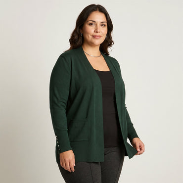 Tapado Verde Manga Larga en modelo plus size