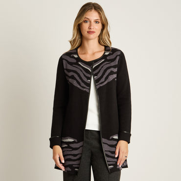 Tapado Negro Manga Larga Elasticidad Media Sin Forro Calce Normal Tela Tejido