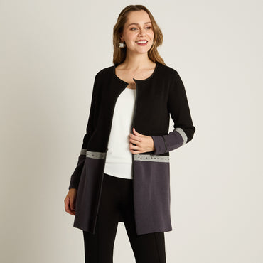 Tapado Negro Manga Larga Elasticidad Media Sin Forro Calce Normal Tela Tejido