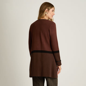 Tapado Cafe Manga Larga Elasticidad Media Sin Forro Calce Normal Tela Tejido