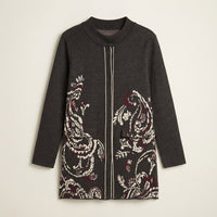 Cardigan Tejido Marengo Con Estampado Floral en plano