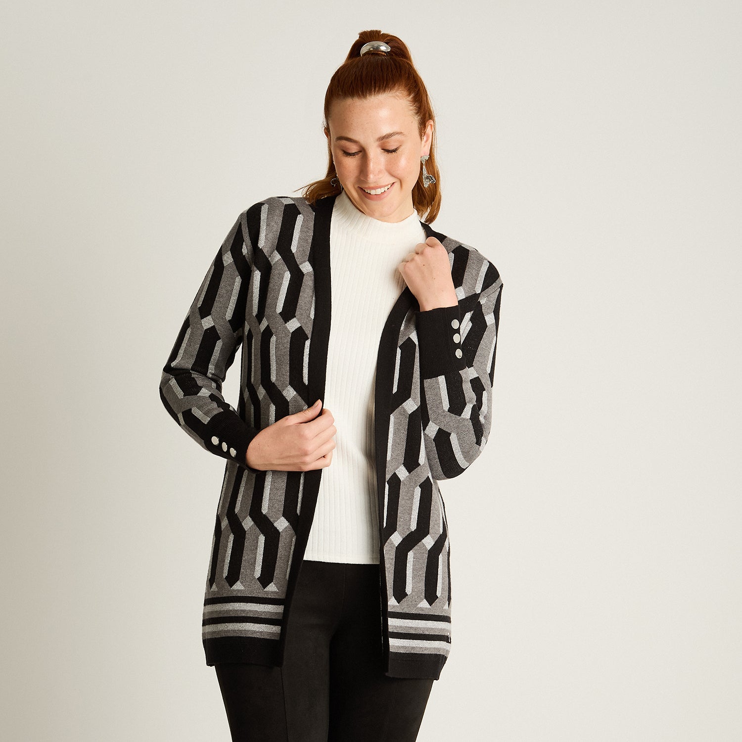 Tapado Negro Manga Larga Elasticidad Media Sin Forro Calce Normal Tela Tejido