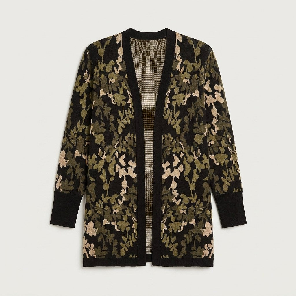 Tapado Verde con Estampado Floral Jacquard en Tejido en plano