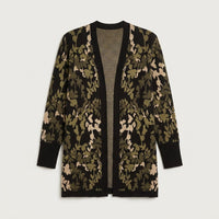 Tapado Verde con Estampado Floral Jacquard en Tejido en plano