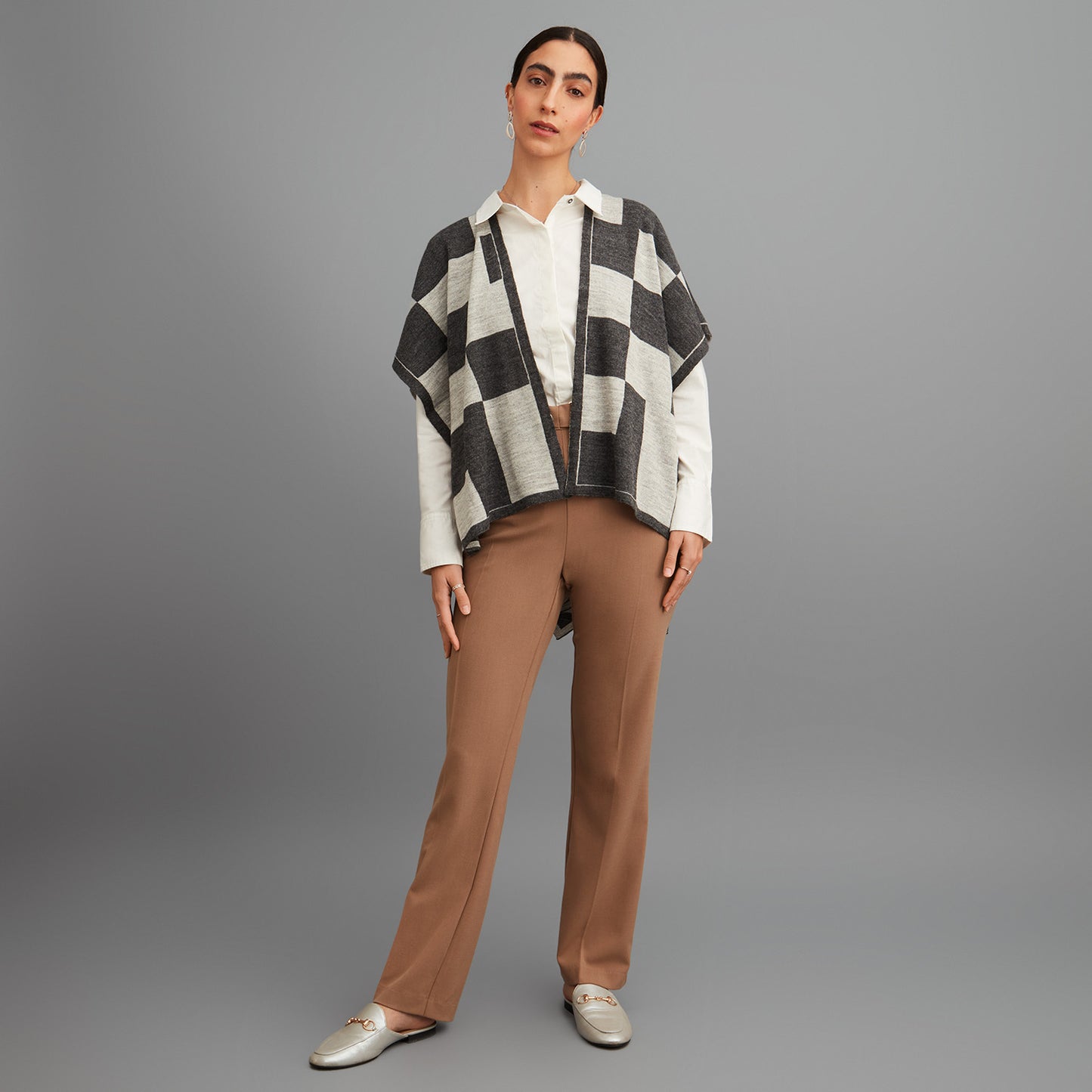 Ruana Gris Alpaca Diseño - Lorenzo di Pontti