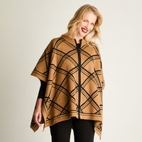 Poncho Con Cierre Print Manga 3/4 Camel