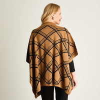 Poncho Con Cierre Print Manga 3/4 Camel
