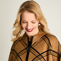 Poncho Con Cierre Print Manga 3/4 Camel