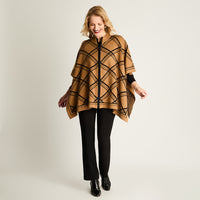Poncho Con Cierre Print Manga 3/4 Camel
