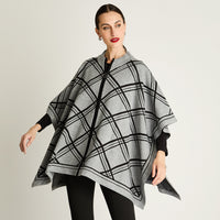 Poncho Con Cierre Print Manga 3/4 Gris
