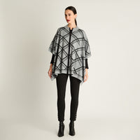 Poncho Con Cierre Print Manga 3/4 Gris