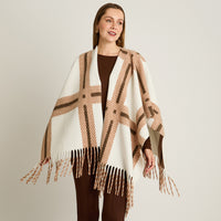 Poncho Beige No Aplica Elasticidad Media Sin Forro Calce Normal Tela Tejido