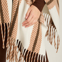 Poncho Beige No Aplica Elasticidad Media Sin Forro Calce Normal Tela Tejido