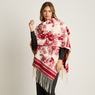 Poncho Rojo No Aplica Elasticidad Media Sin Forro Calce Normal Tela Tejido