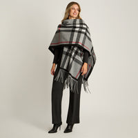 Poncho Gris No Aplica Elasticidad Media Sin Forro Calce Normal Tela Tejido