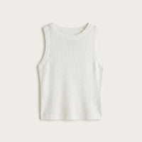 Polera Hilo Crudo Sin Manga Cuello Redondo en plano