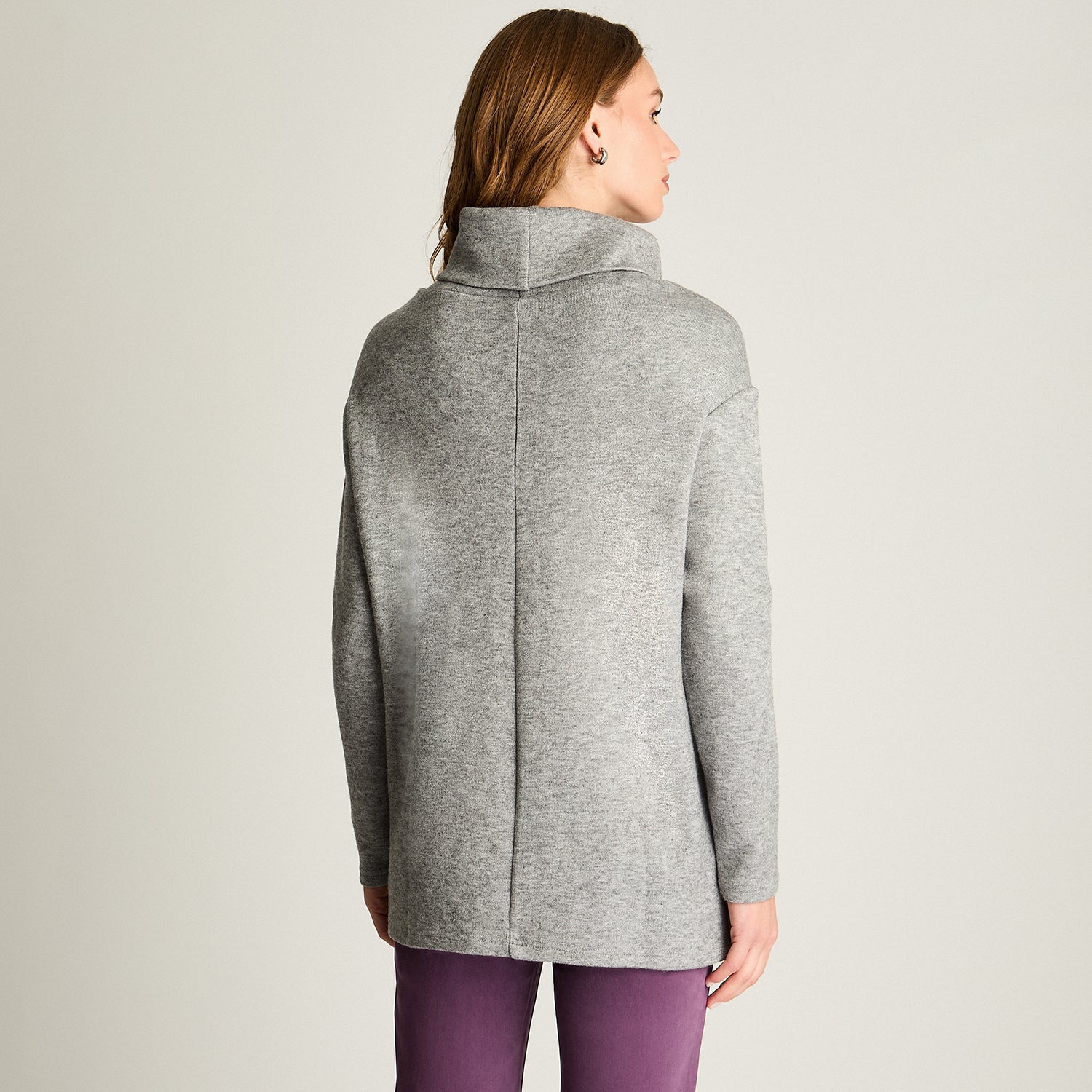 Polera Lanilla Manga Larga Cuello Bote Gris