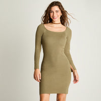 Vestido Tejido Rib Verde Acuarela